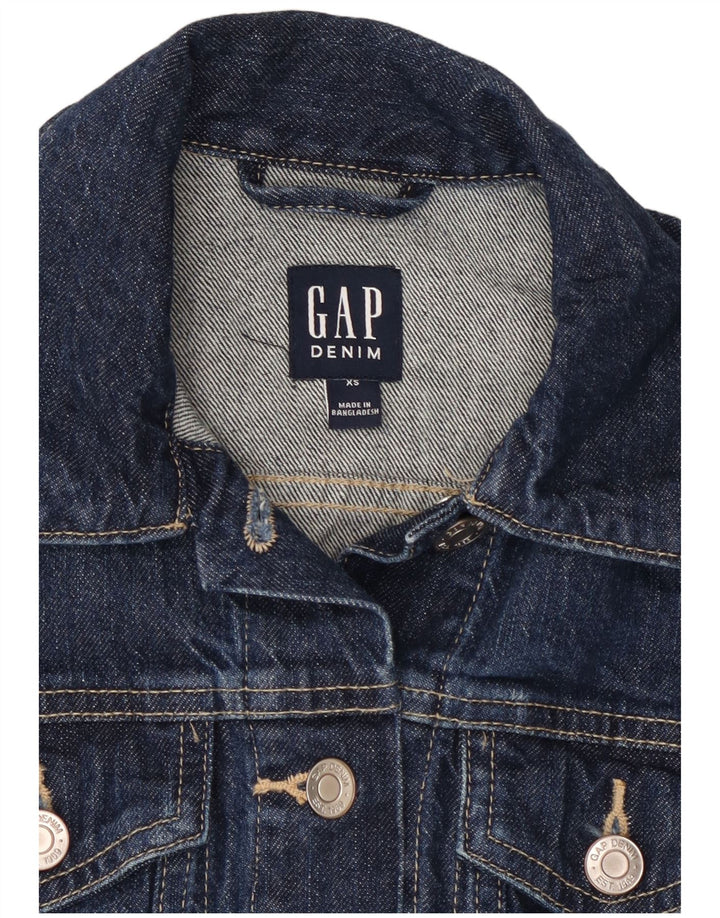 Jaqueta jeans feminina GAP Reino Unido 6 XS azul marinho algodão