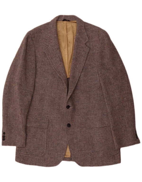 Jaqueta blazer masculina de 2 botões Harris Tweed Reino Unido 38 lã cinza médio