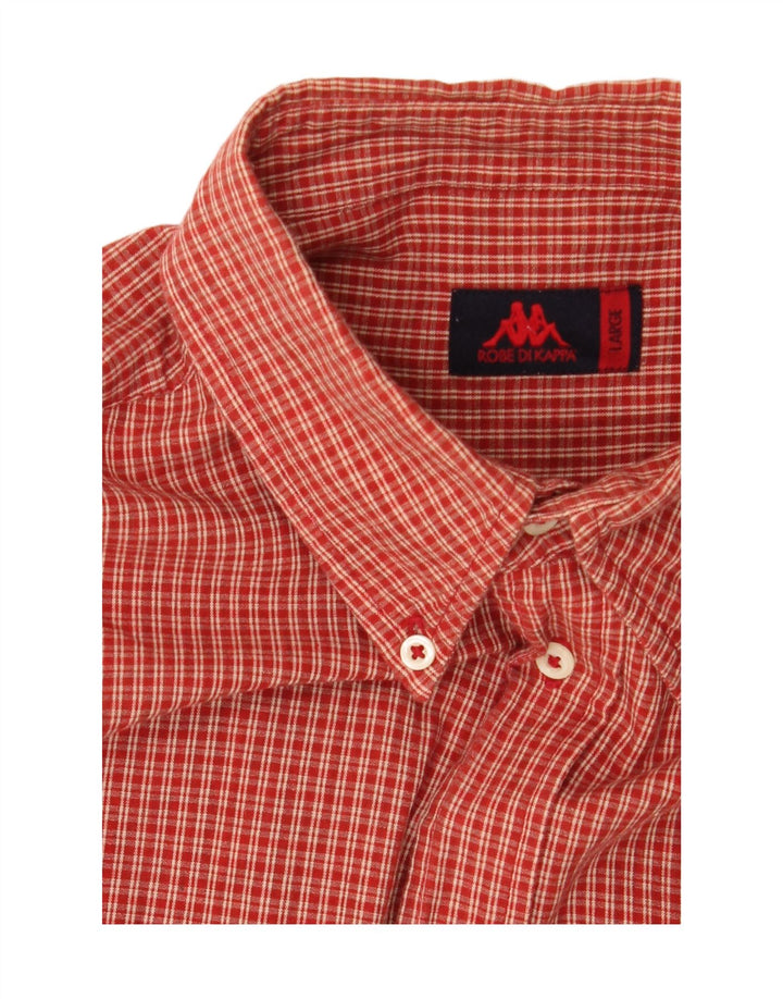 Camisa masculina KAPPA grande xadrez vermelha de algodão