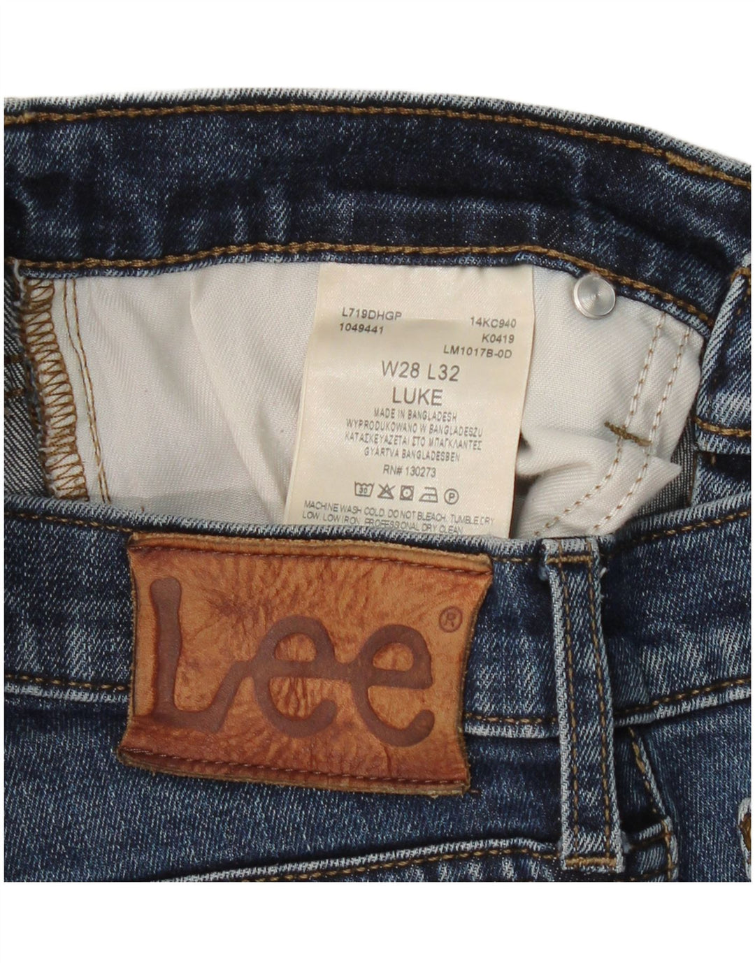 LEE Womens Luke Slim Jeans W28 L32 Azul Algodão