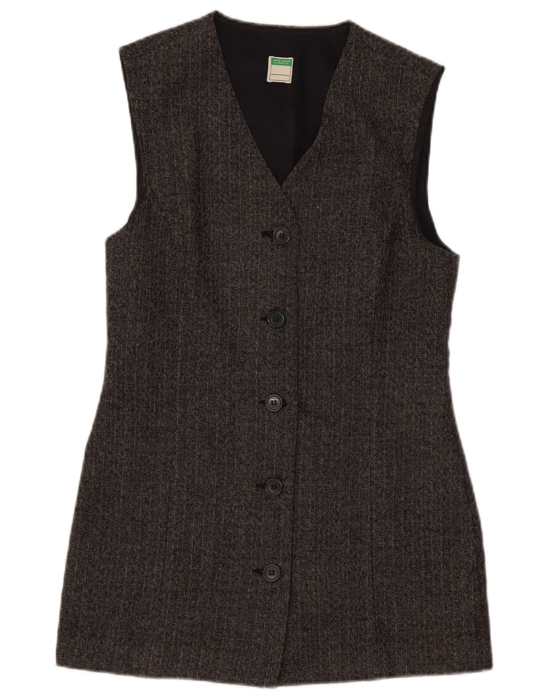 Jaqueta blazer Longline feminina BENETTON Reino Unido 10 listras cinza pequenas