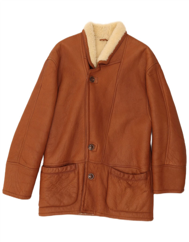 Jaqueta masculina VINTAGE Shearling IT 52 XL marrom shearling