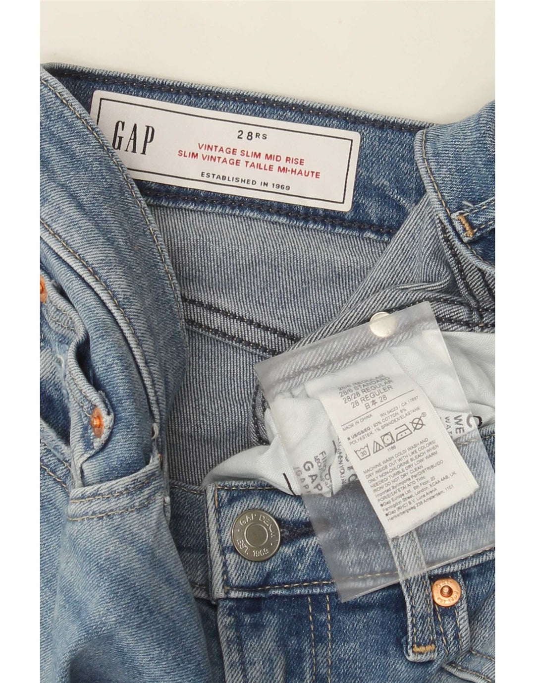 Jeans feminino Gap cintura média slim W28 L27 algodão azul