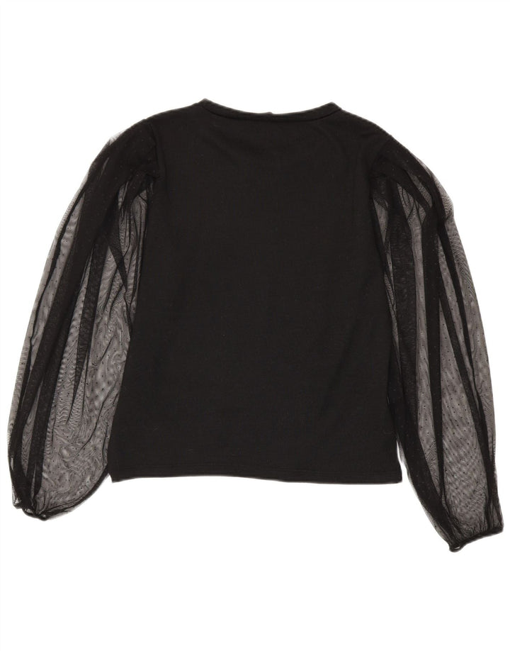 Zara blusa feminina manga comprida top UK 10 pequena preta