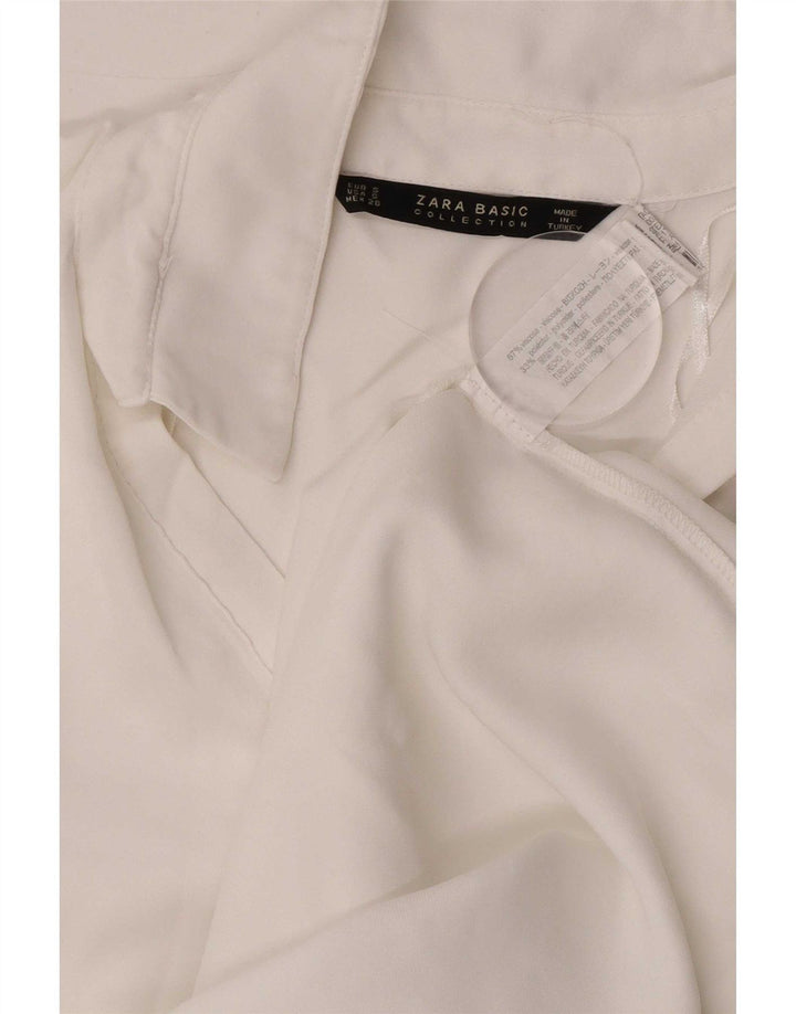 Blusa feminina Zara UK 10 pequena viscose branca