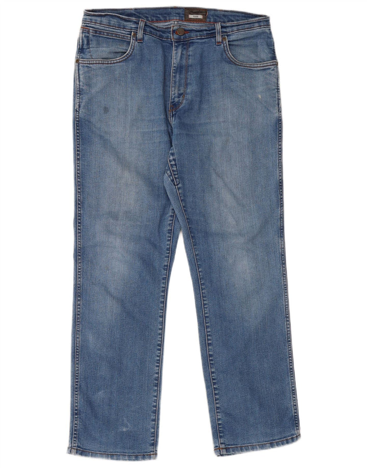 Wrangler Masculino Texas Stretch Straight Jeans W36 L30 Azul Algodão