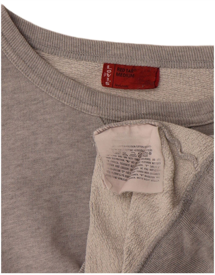 Moletom oversized feminino Levi's UK 14 algodão manchado cinza médio