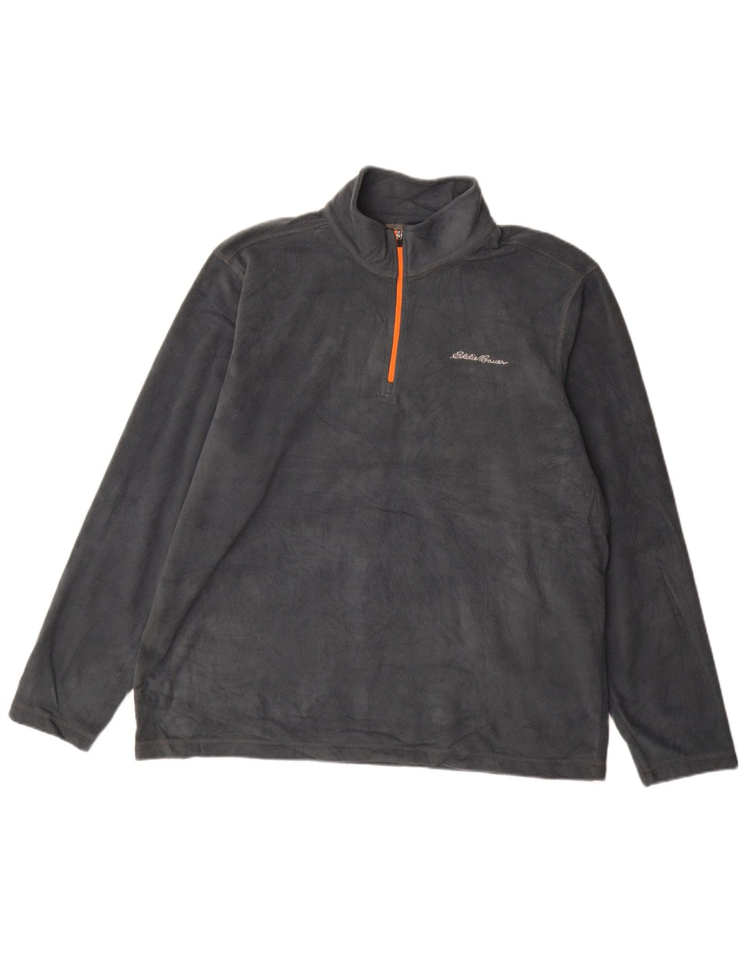 Eddie Bauer Suéter masculino de lã com zíper e gola XL poliéster cinza