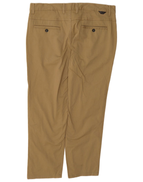 Zara Calça masculina reta cortada EU 34 grande W34 L25 algodão bege