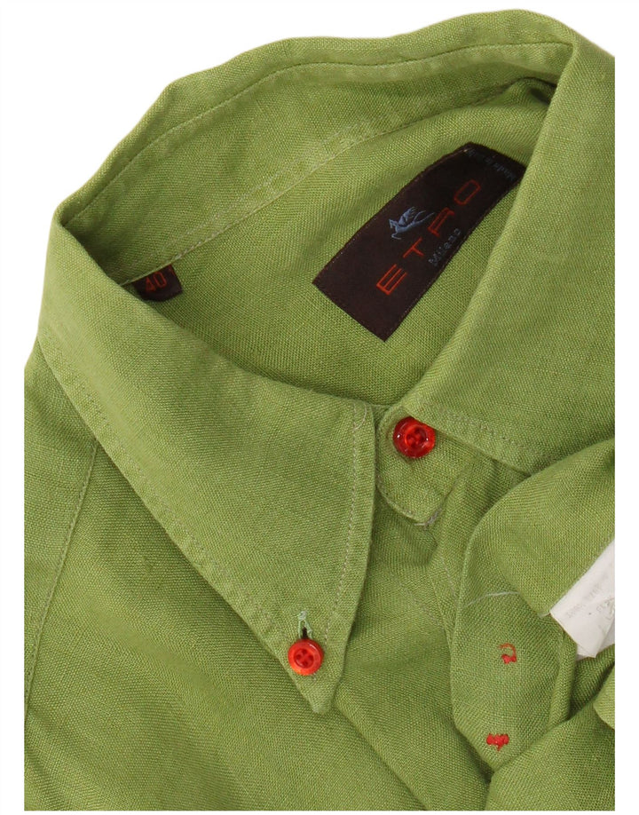 Camisa masculina Etro tamanho 40 linho verde médio