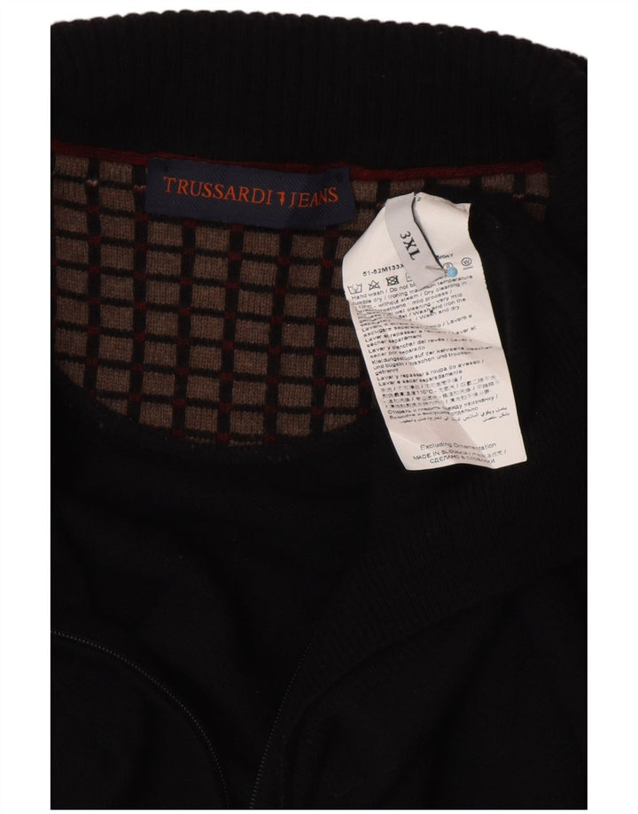 Suéter cardigã masculino TRUSSARDI JEANS 3XL lã preta