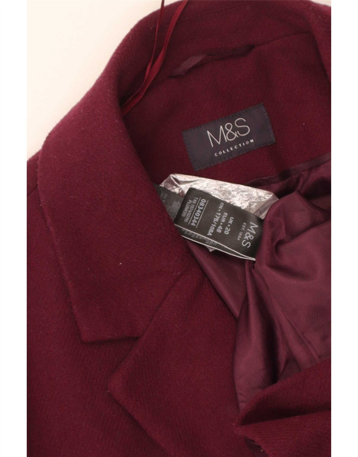 Sobretudo feminino Marks & Spencer UK 20 2XL poliéster cor de vinho
