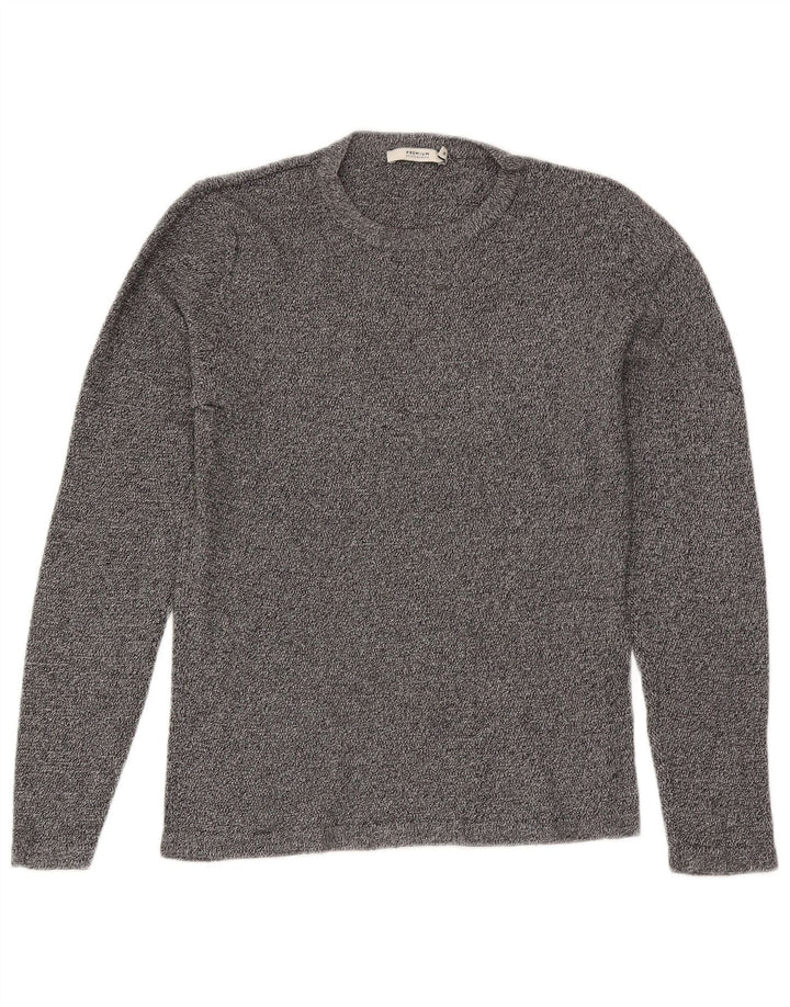 Suéter masculino Jack & Jones com gola redonda e algodão manchado cinza médio