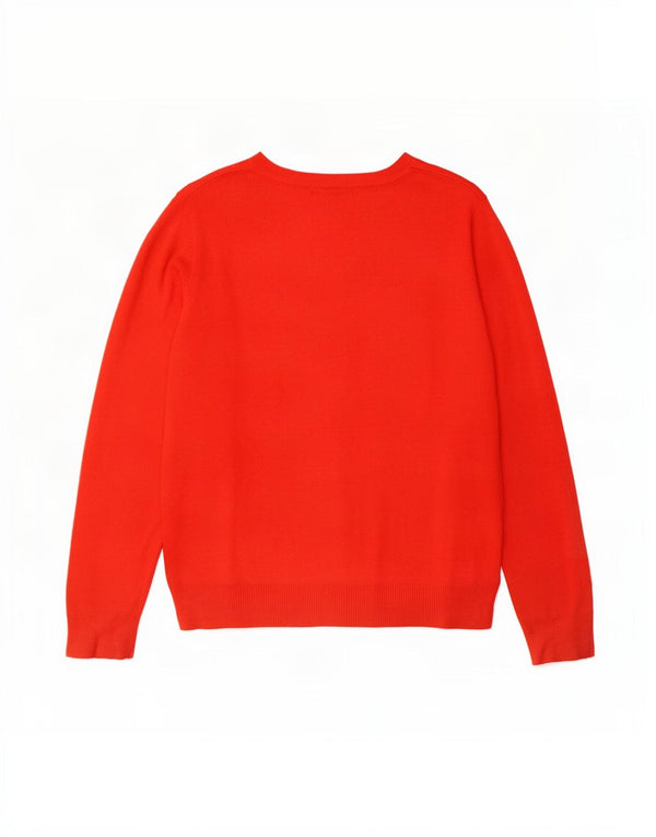 Suéter feminino Marks & Spencer com gola canoa Reino Unido 14 grande acrílico vermelho