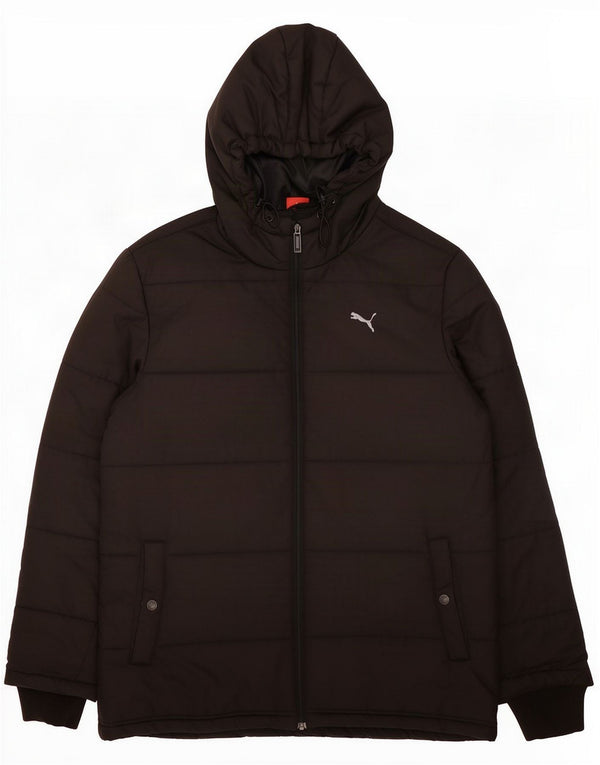 Puma Jaqueta masculina acolchoada com capuz UK 38 Médio Preto