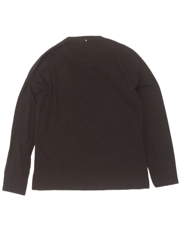 Top gráfico masculino Pretty Green manga comprida grande algodão preto