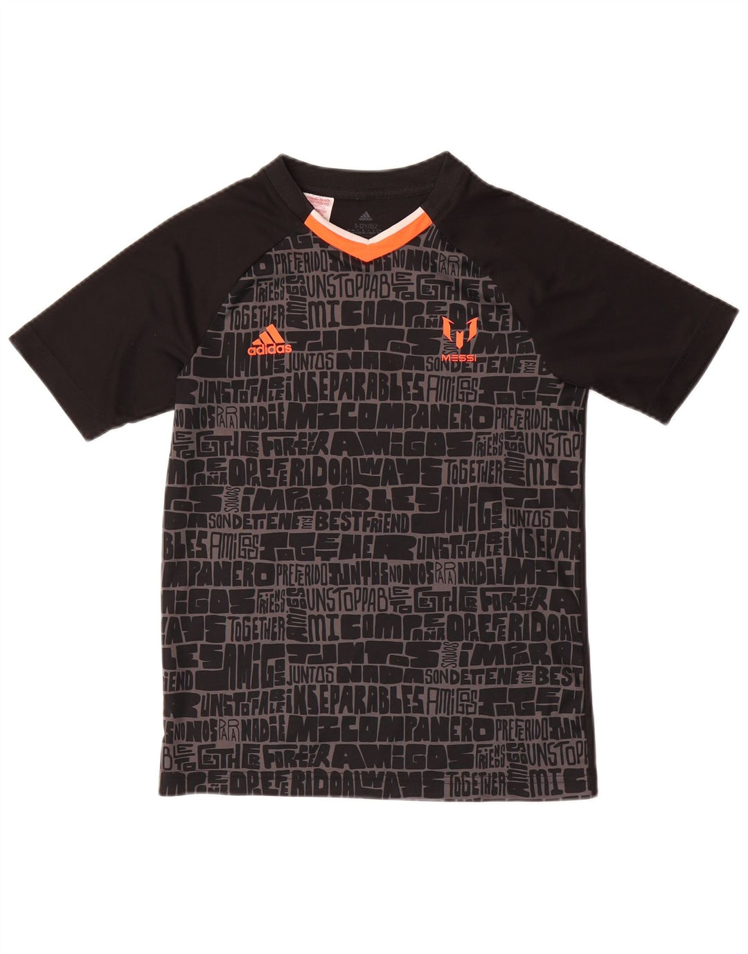 ADIDAS Meninos MESSI Abstract Pattern Graphic Camiseta Top 11-12 Anos Preto