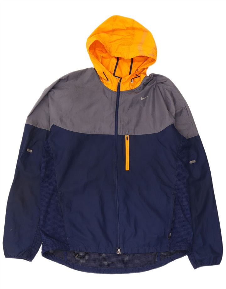 Nike Mens Running Hooded Tracksuit Top Jacket Grande Azul Marinho Colourblock