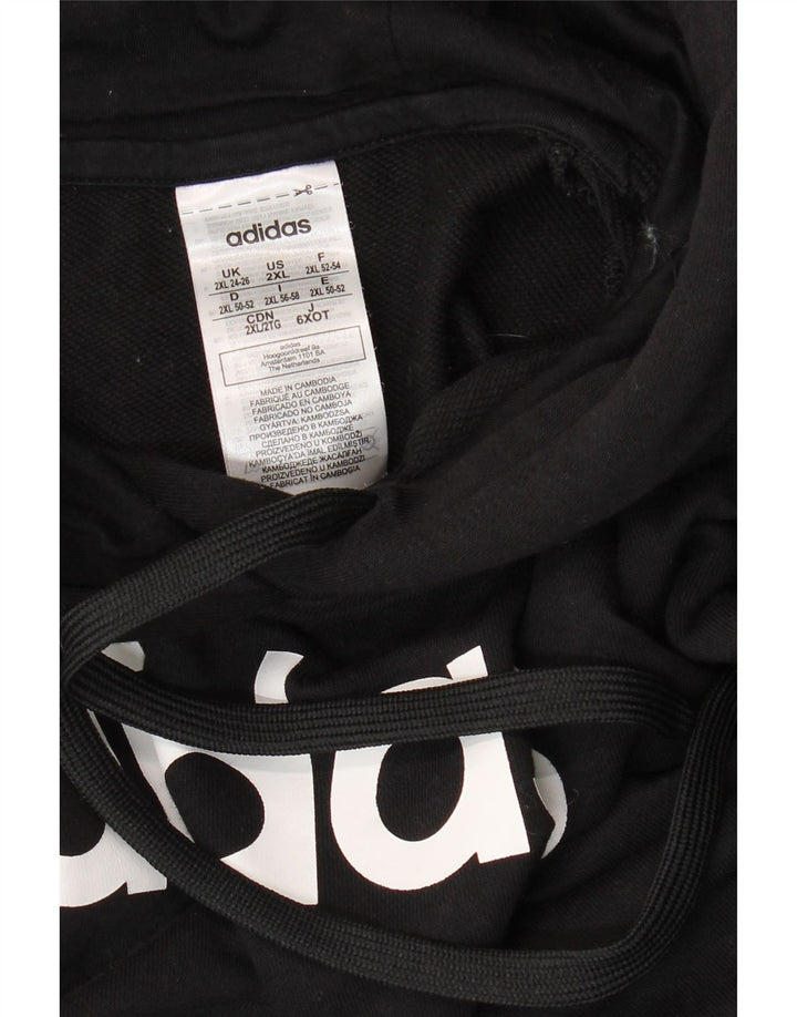 ADIDAS Womens Graphic Hoodie Jumper UK 24/26 2XL Algodão Preto