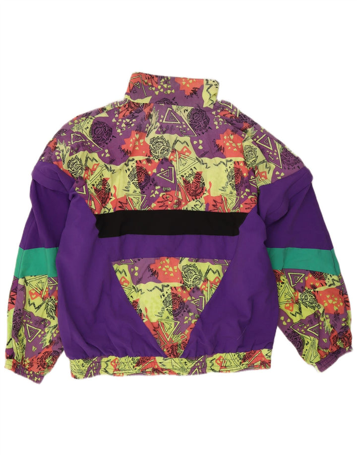 Jaqueta feminina vintage UK 16 grande geométrica multicolorida