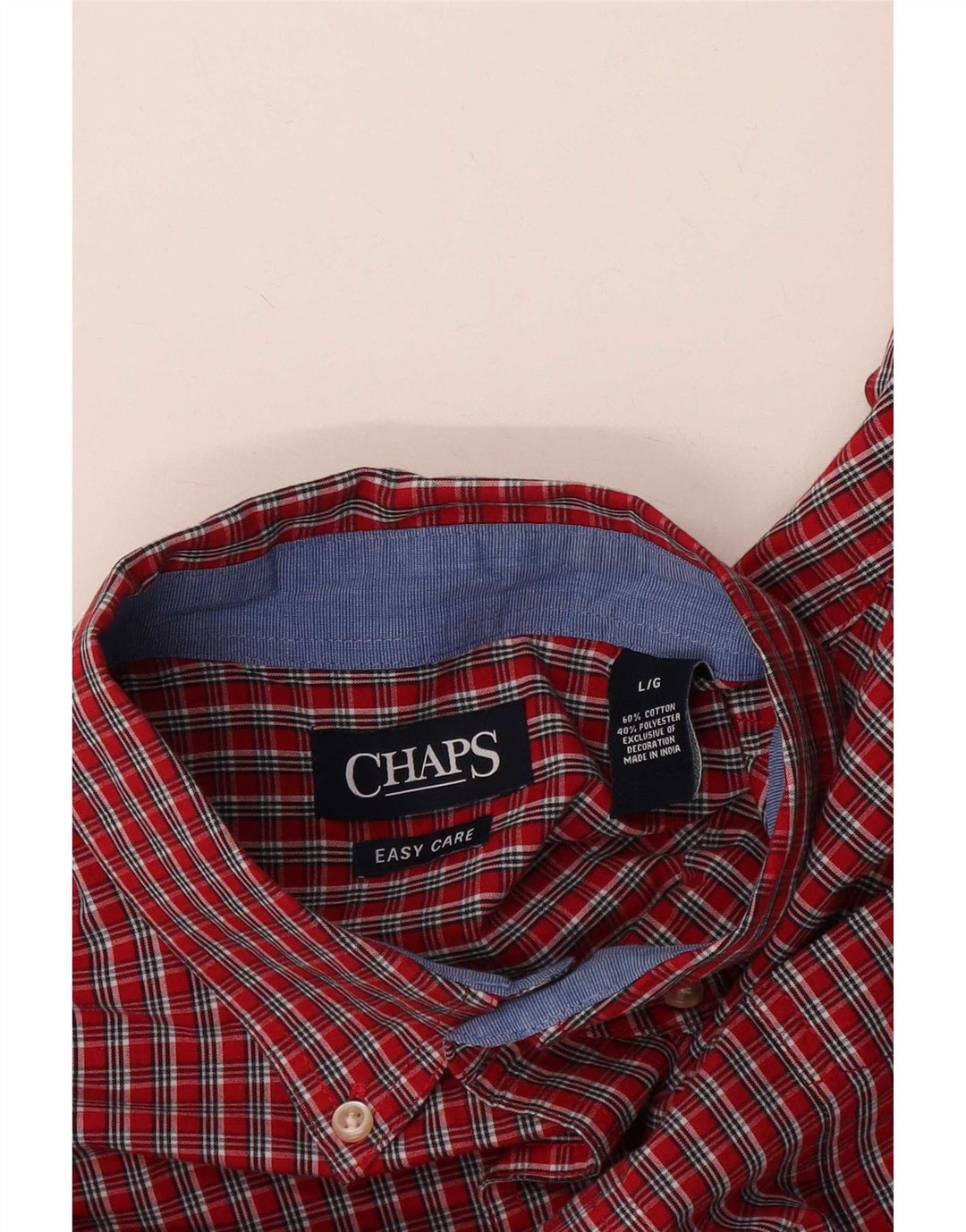 Camisa masculina Chaps Easy Care grande algodão xadrez vermelho