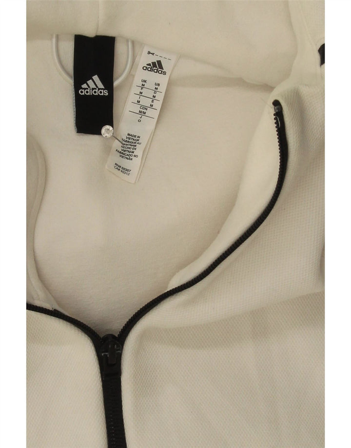 ADIDAS Mens Zip Hoodie Sweater Médio Algodão Branco