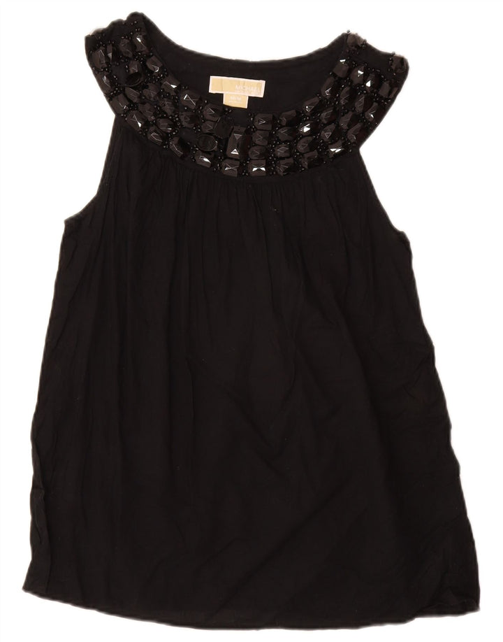 Blusa feminina sem mangas MICHAEL KORS Reino Unido 12 algodão preto médio