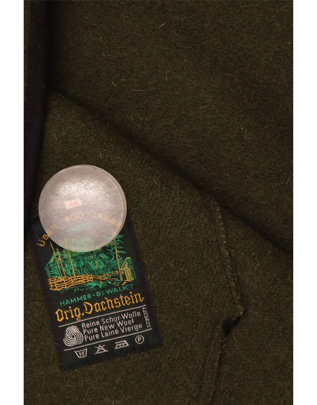 Casaco poncho grande feminino vintage IT 48 XL verde lã nova