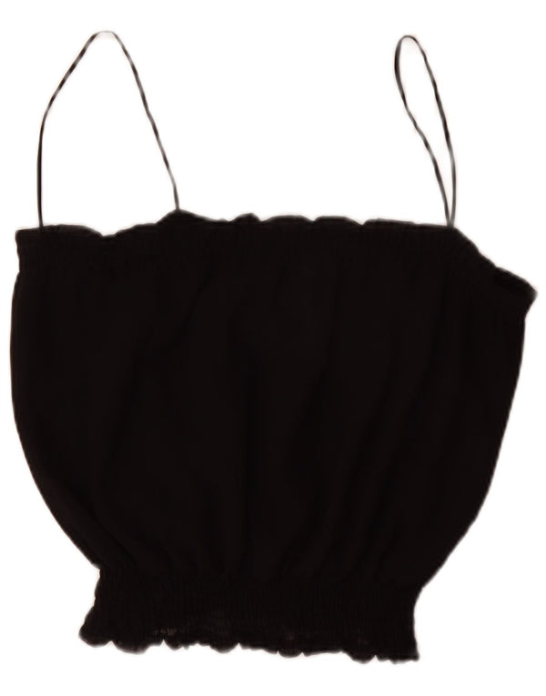 Zara Womens Cami Top UK 16 Grande Poliéster Preto