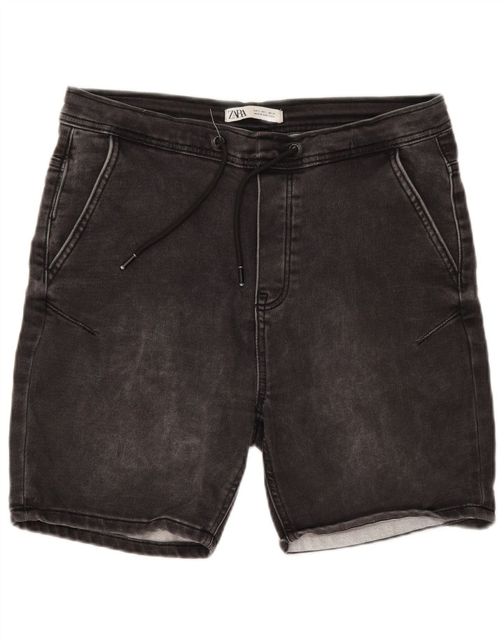 Shorts jeans feminino Zara grande W32 algodão cinza
