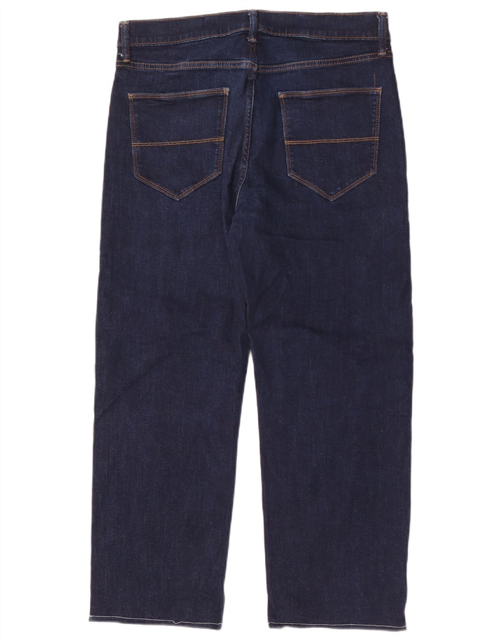 Marks & Spencer Calça jeans masculina solta W32 L27 algodão azul marinho