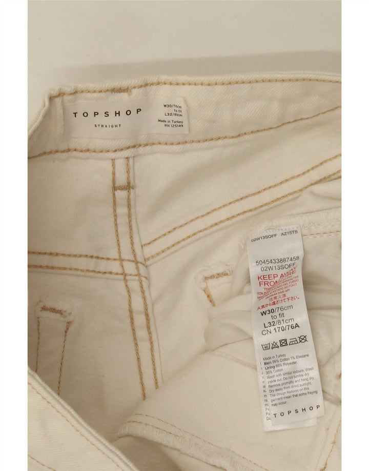 Jeans retos femininos Topshop W30 L26 algodão branco
