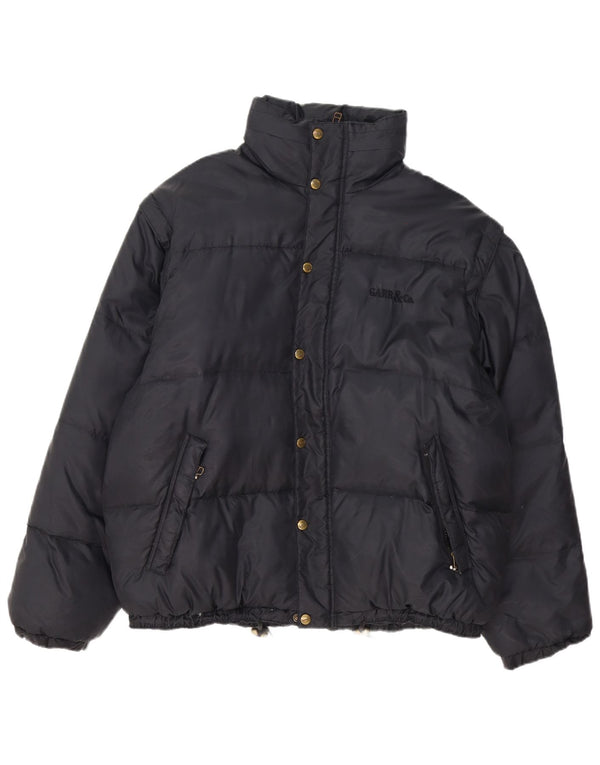 Jaqueta acolchoada com capuz masculina vintage UK 40 grande nylon preto
