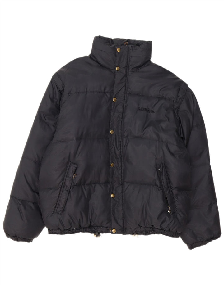 Jaqueta acolchoada com capuz masculina vintage UK 40 grande nylon preto