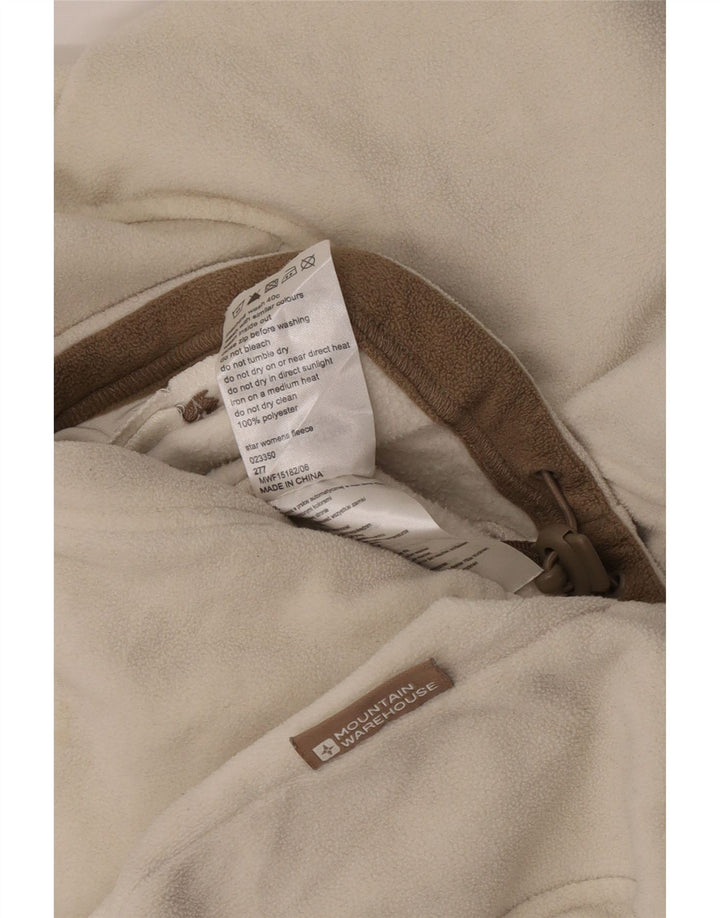 Meio do revestimento do velo das mulheres do armazém da montanha Reino Unido 14 fora do poliéster branco