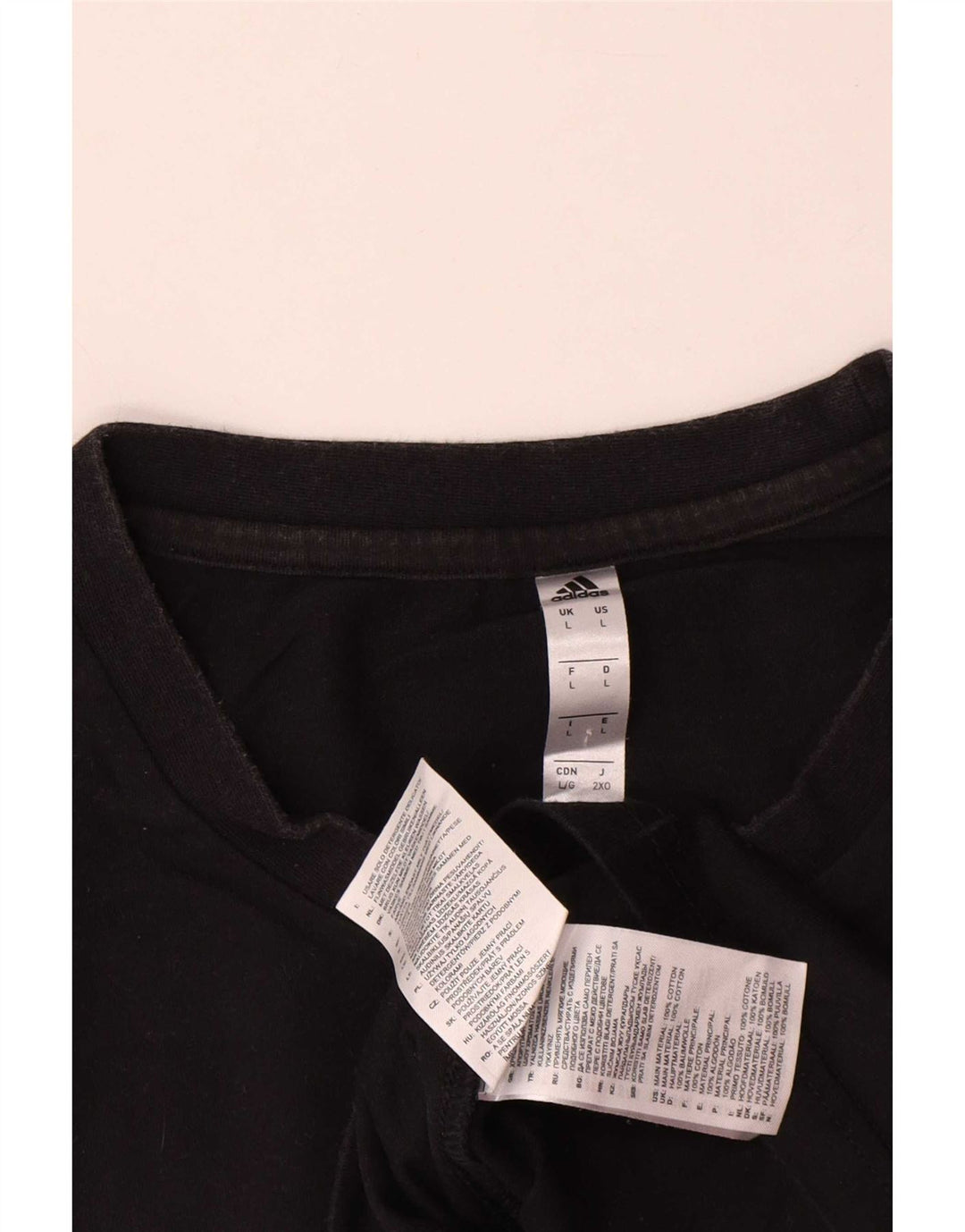 Adidas Mens Camiseta Top Grande Algodão Preto