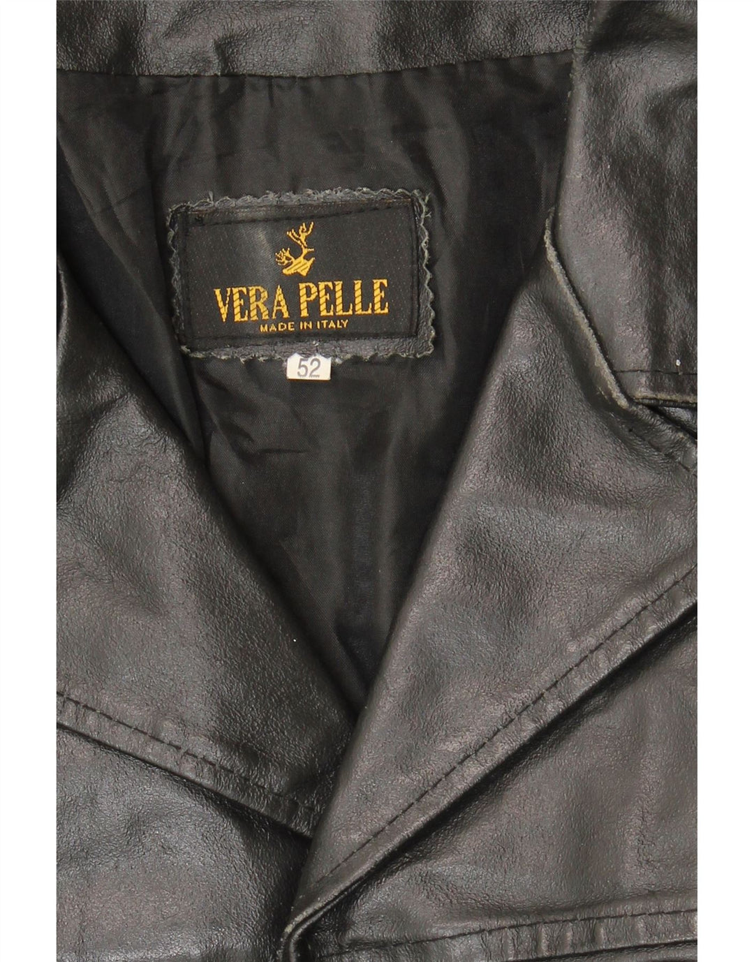 Jaqueta de couro masculina VINTAGE IT 52 XL couro preto