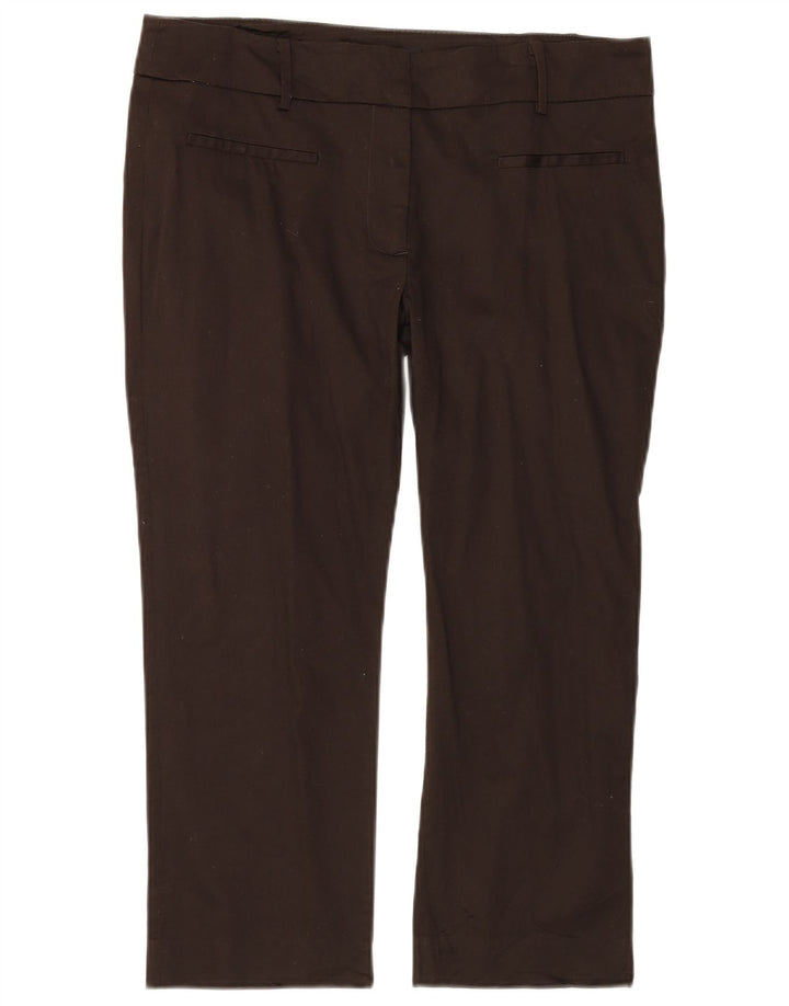 Calça feminina reta cortada ZARA EU 44 XL W34 L23 algodão marrom