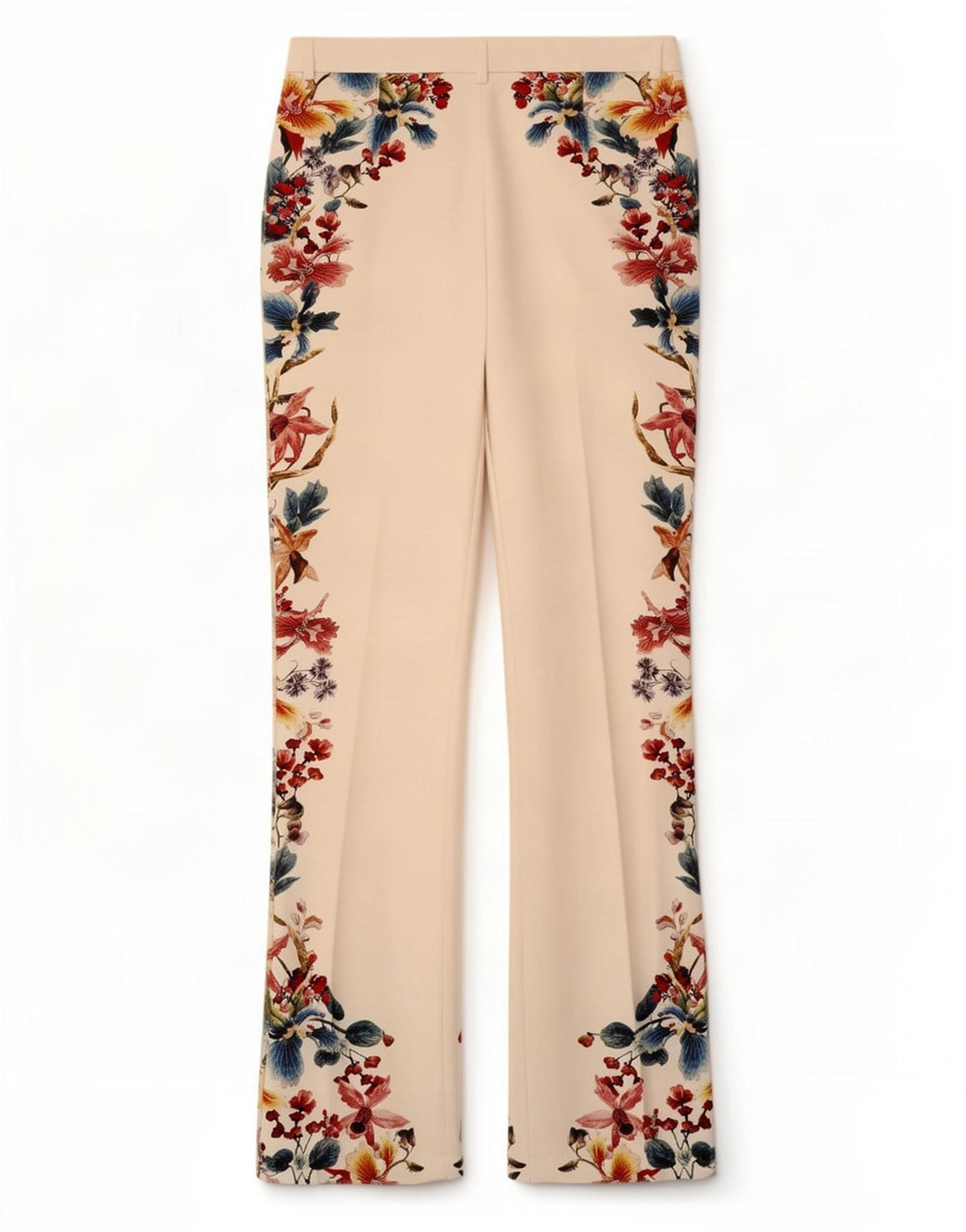 Calça casual feminina Zara Bootcut médio W28 L32 branco floral poliéster