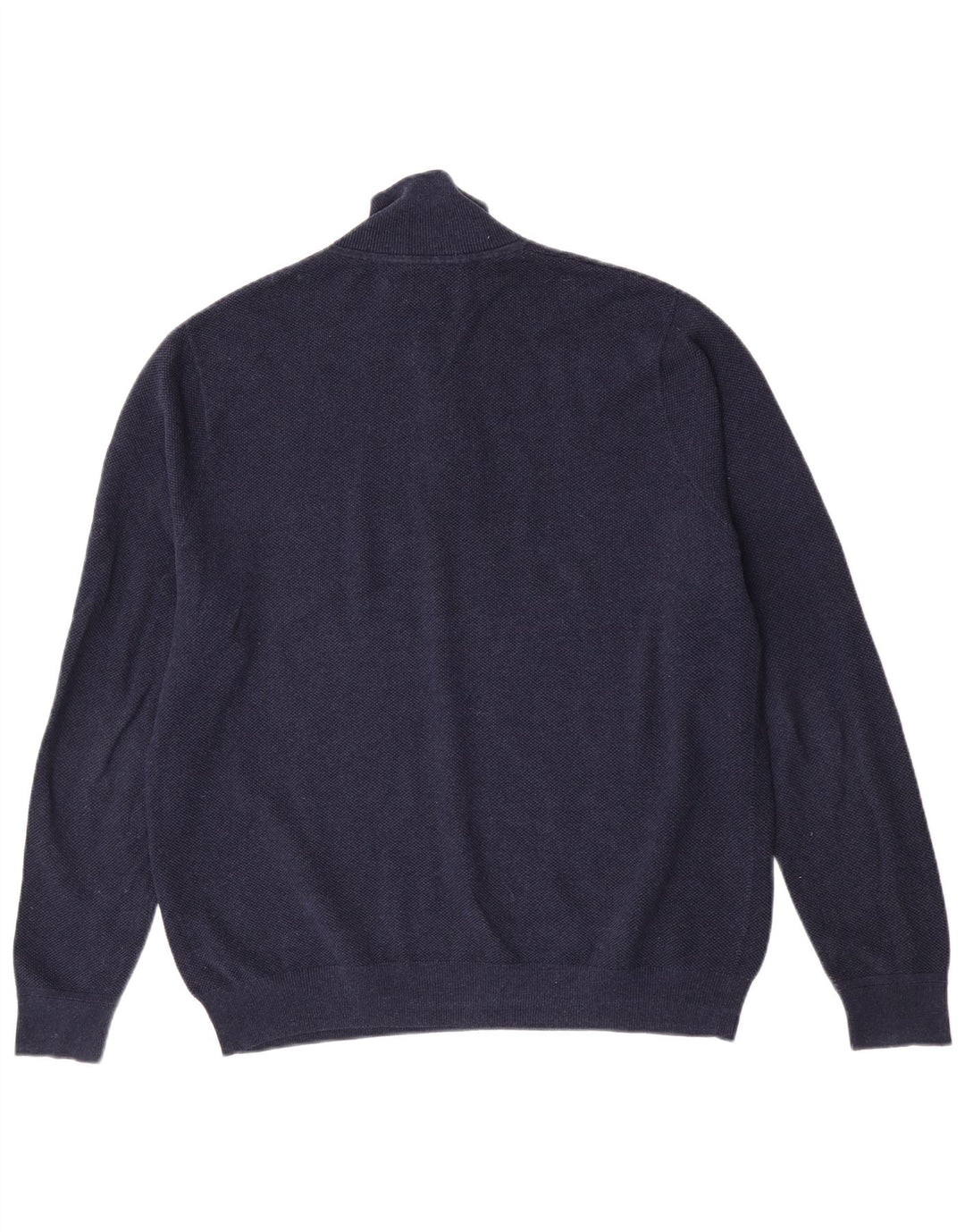 Suéter masculino John Lewis com zíper e gola alta de algodão azul marinho