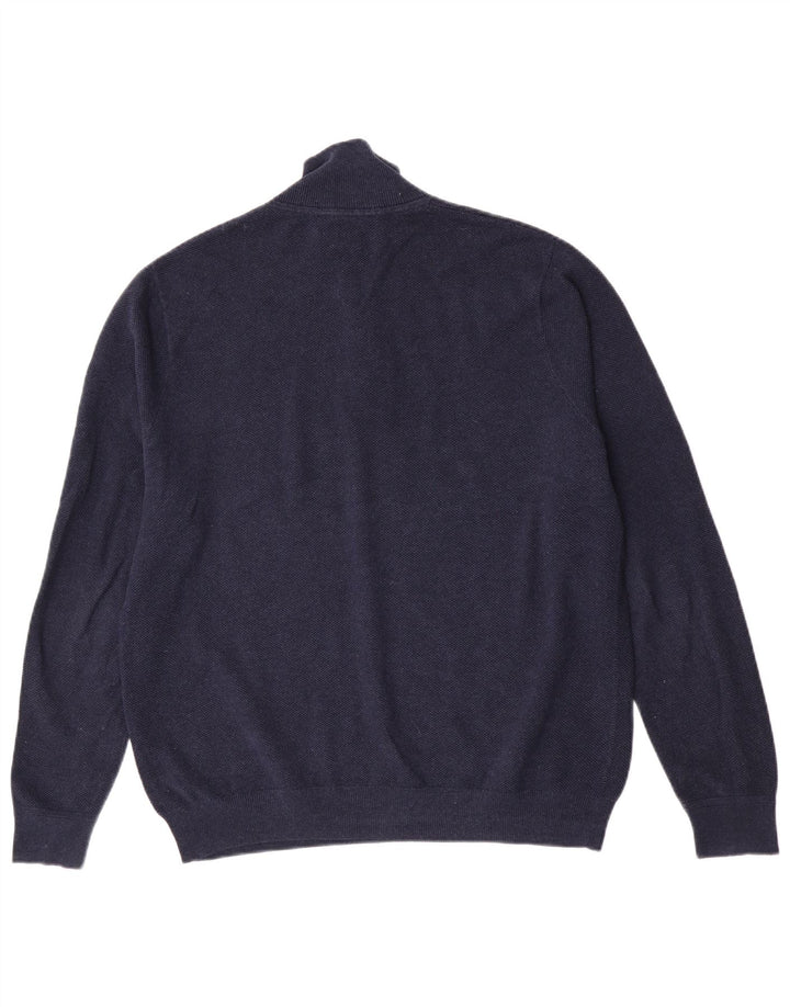 Suéter masculino John Lewis com zíper e gola alta de algodão azul marinho