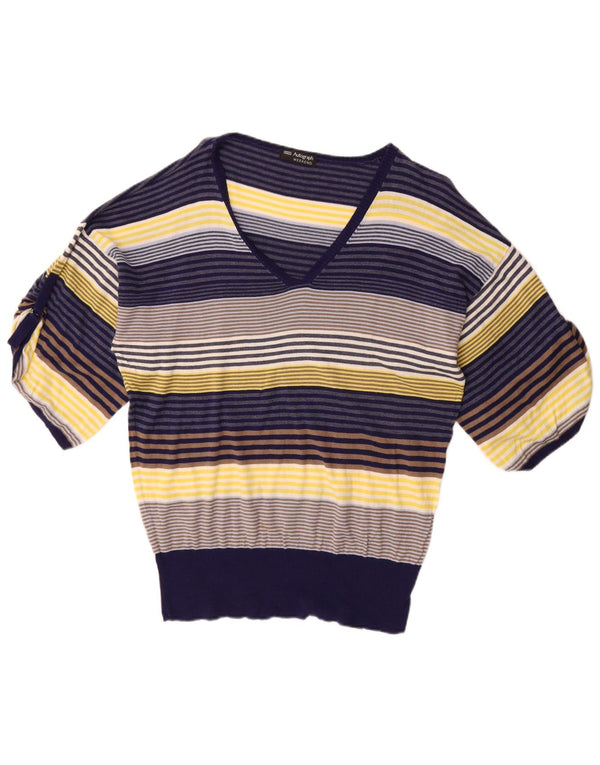 Suéter feminino Marks & Spencer Autograph com decote em V Reino Unido 20 2XL azul marinho