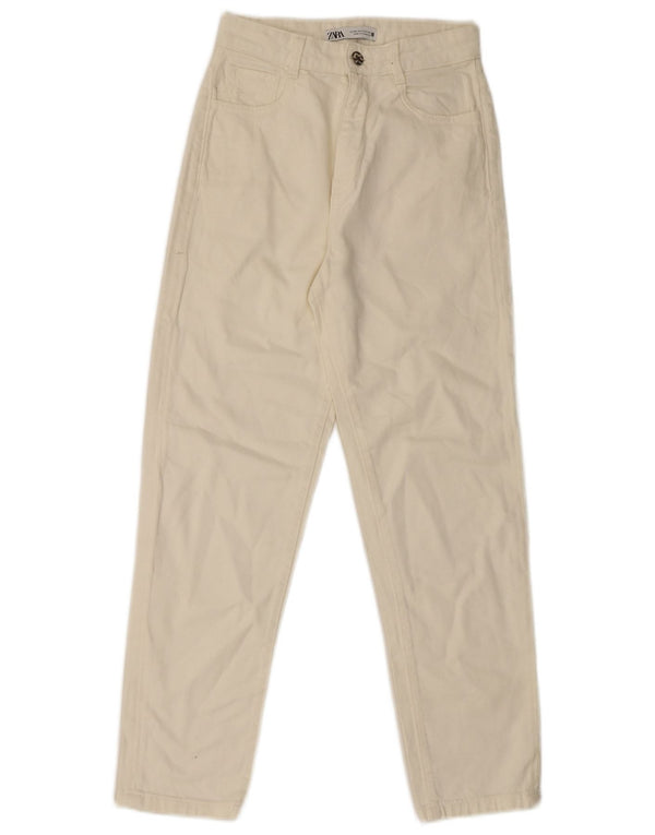 Zara Jeans feminino de cintura alta EU 36 XS W26 L27 algodão branco