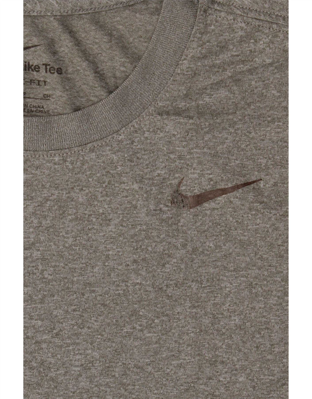 Camiseta masculina Nike Dri Fit Top pequena cinza manchada de poliéster