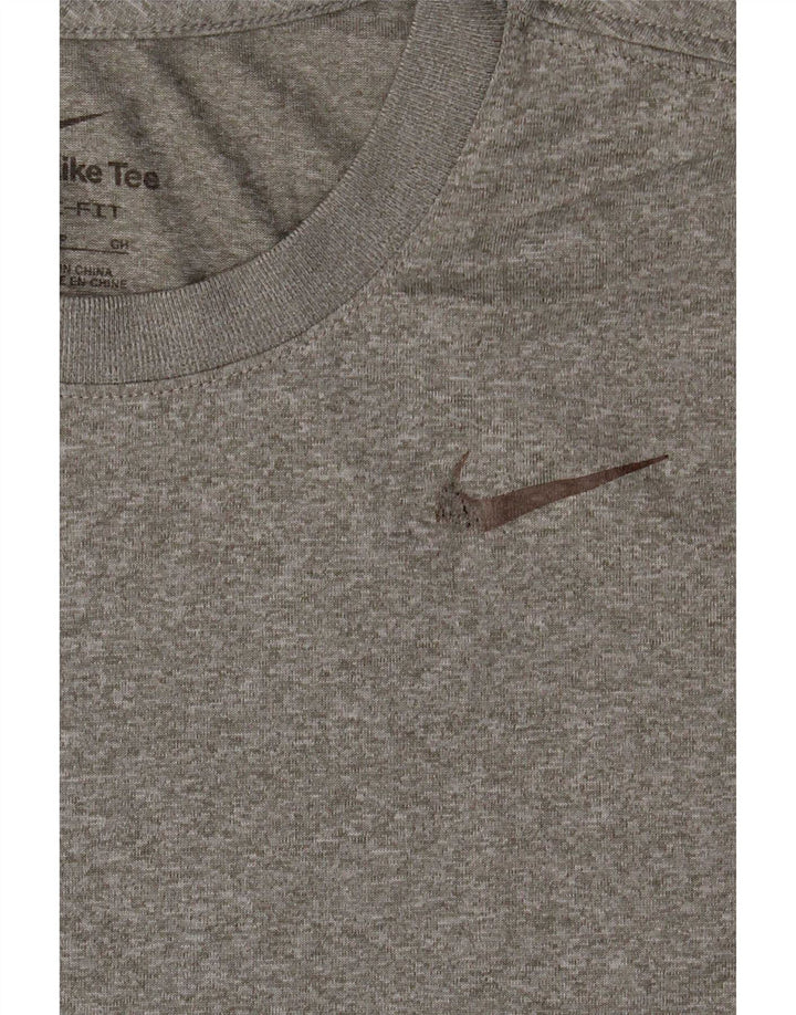 Camiseta masculina Nike Dri Fit Top pequena cinza manchada de poliéster