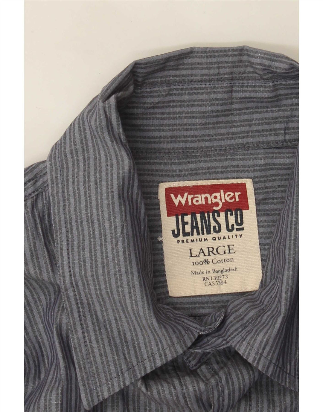 Camisa masculina Wrangler de algodão listrado azul grande