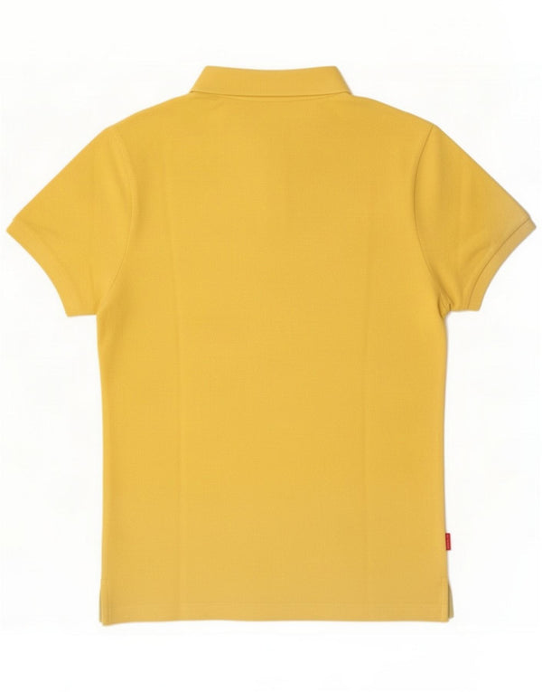 Blauer Camisa polo masculina pequena de algodão amarelo