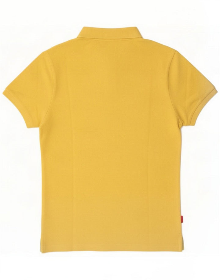 Blauer Camisa polo masculina pequena de algodão amarelo