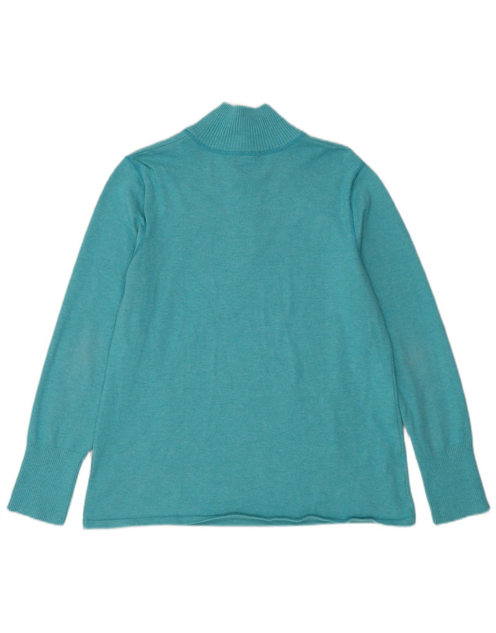 Suéter feminino Eddie Bauer com zíper e gola em poliéster UK 18 XL azul poliéster