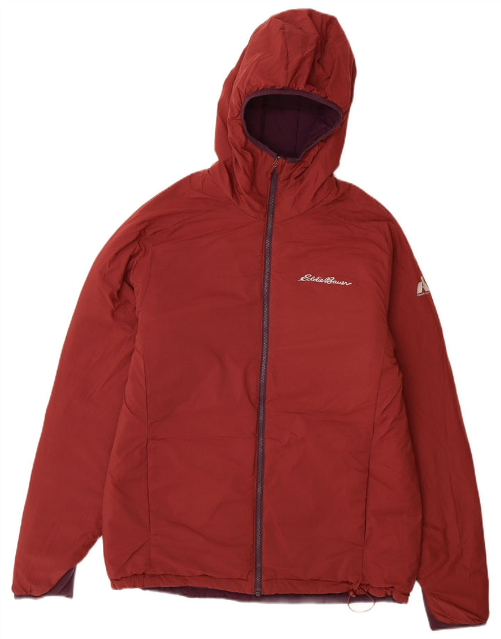 Jaqueta masculina reversível com capuz Eddie Bauer UK 38 médio Borgonha Nylon